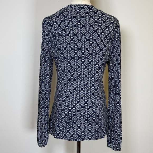Boden ‘Elodie’ Long Sleeve Wrap Top Geometric Pattern Ruched Women’s Size 12 - Picture 4 of 10